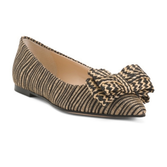 🖤🔹️Jessica Simpson🔹️ Black/natural Whirzle Bow Ballet Flats - Picture 2 of 7